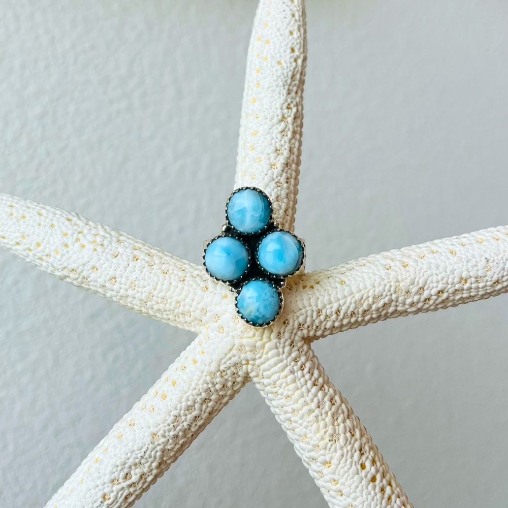 Larimar Adjustable Statement Ring in 925 Sterling Silver - Picture 9 of 9